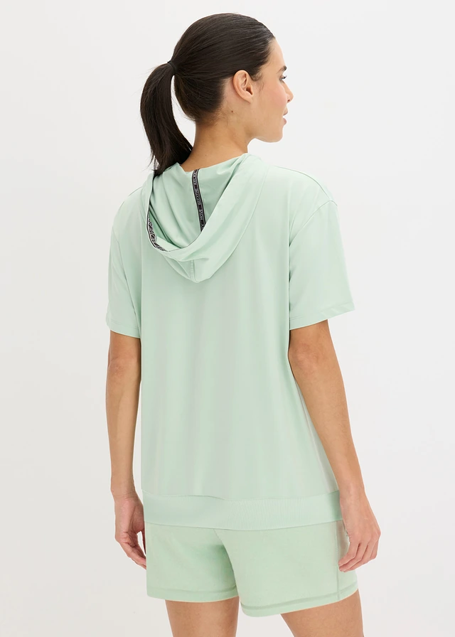 T-shirt de sport oversize avec capuche, séchage rapide, Couleur: roseau clair