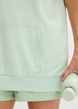 Oversize sportovní triko s kapucí, rychleschnoucí • světle rákosová • bonprix obchod