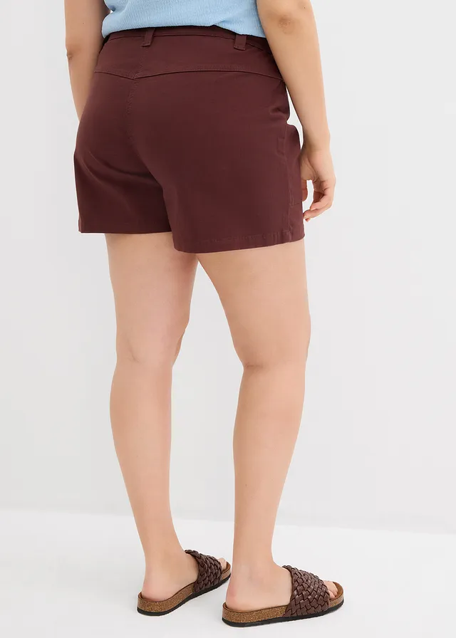Twill short, Kleur: terrabruin