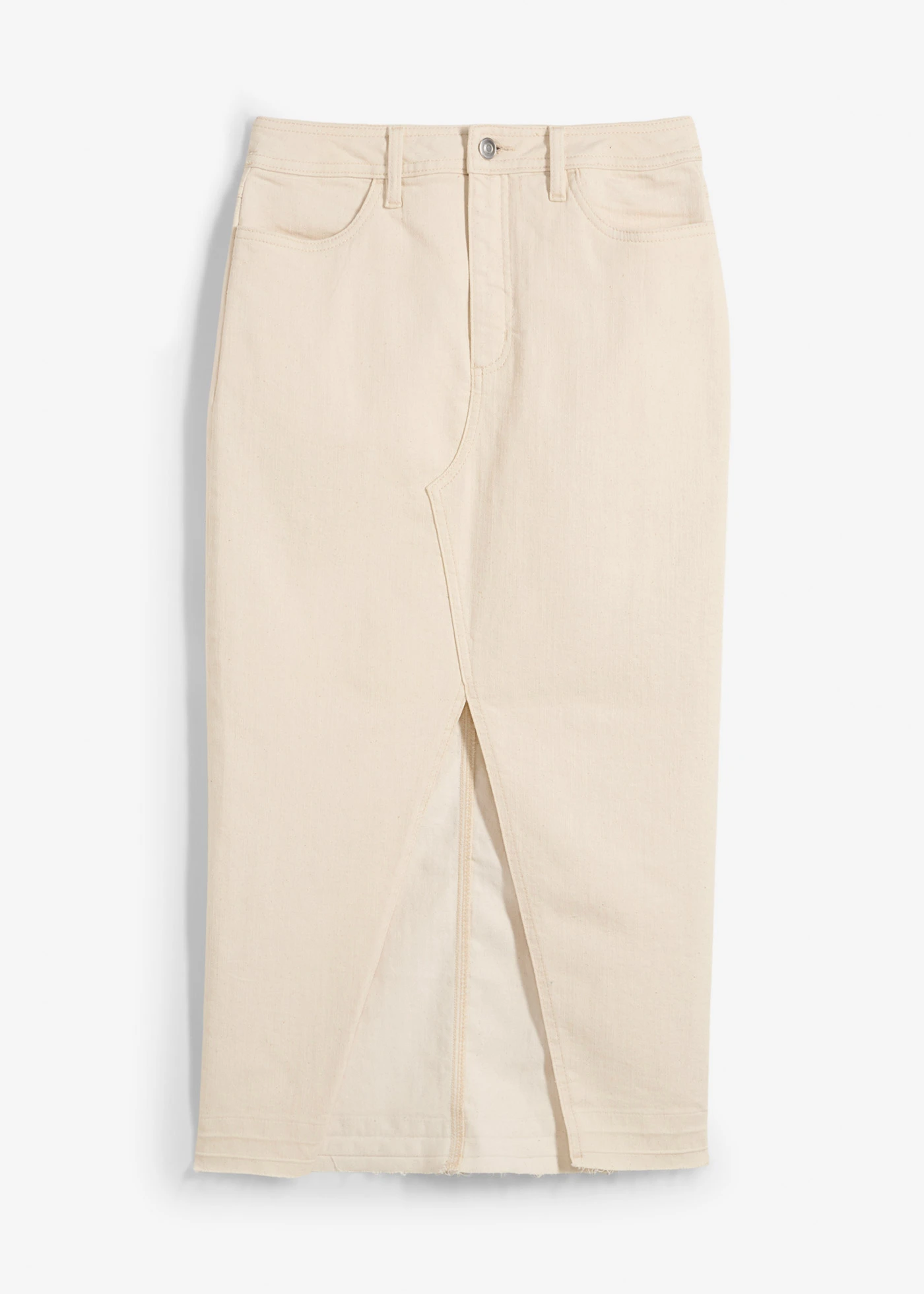 Džínová sukně s rozparkem • béžová • bonprix obchod