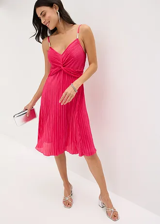Robe courte en matière brillante et plissée • rose • Boutique bonprix