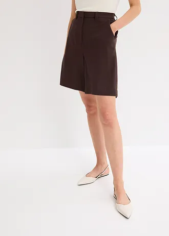 Bermudy z przeszyciami, kolor: ciemnobrązowy