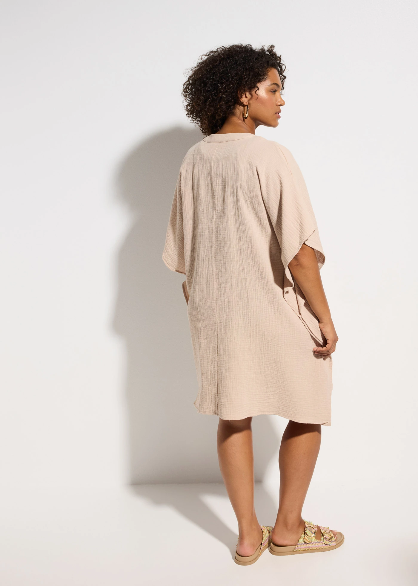 Tunique de plage en gaze de coton • beige craie • Boutique bonprix