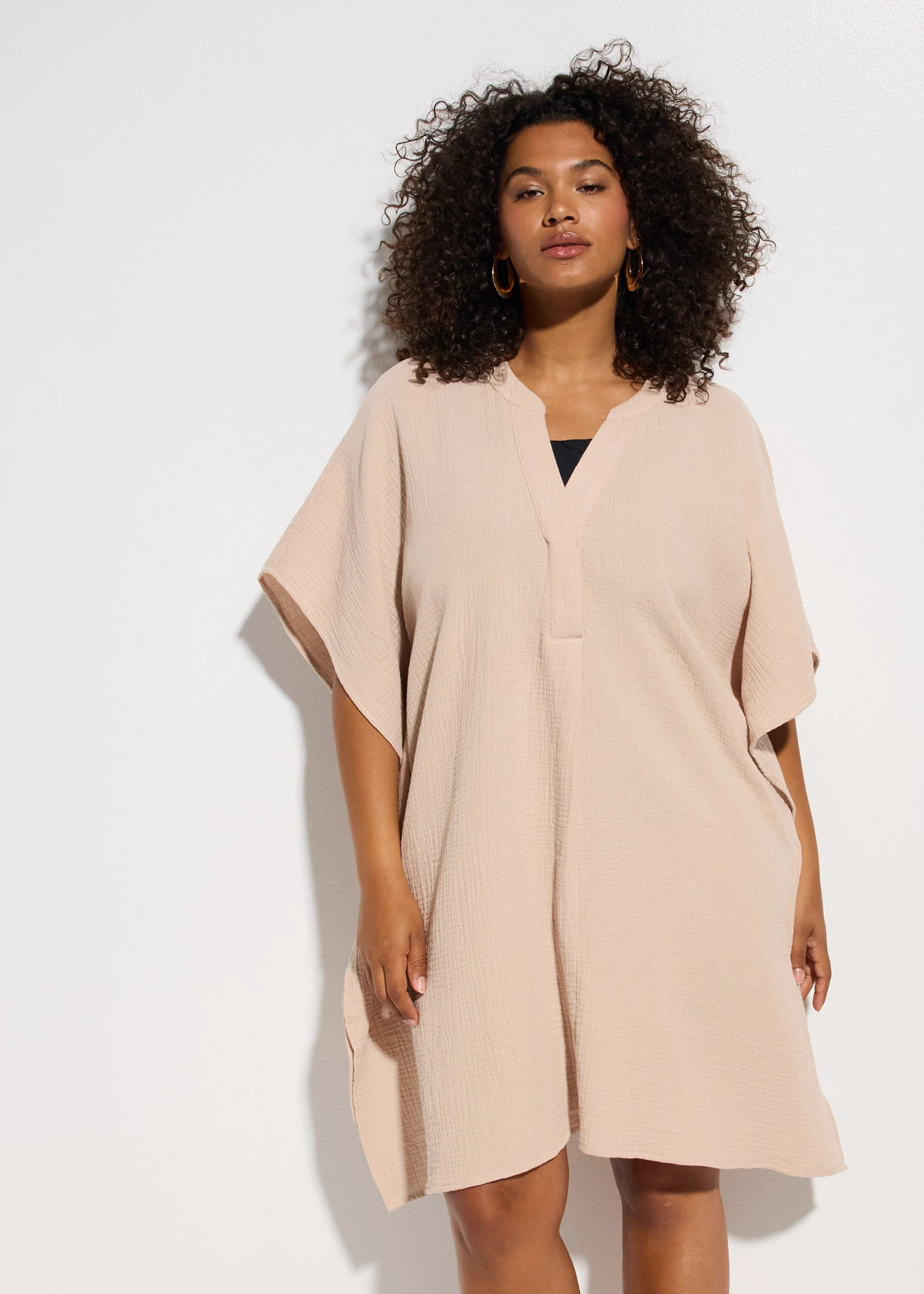 Tunique de plage en gaze de coton • beige craie • Boutique bonprix