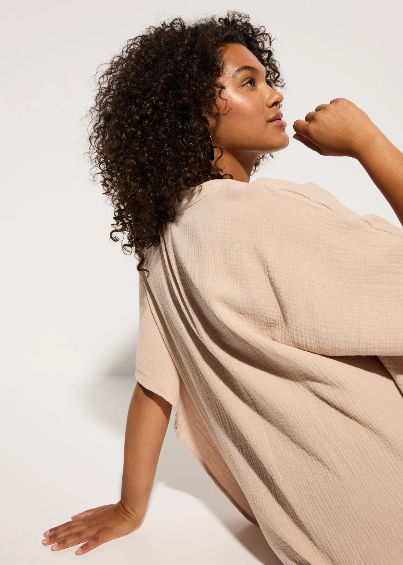 Tunique de plage en gaze de coton • beige craie • Boutique bonprix