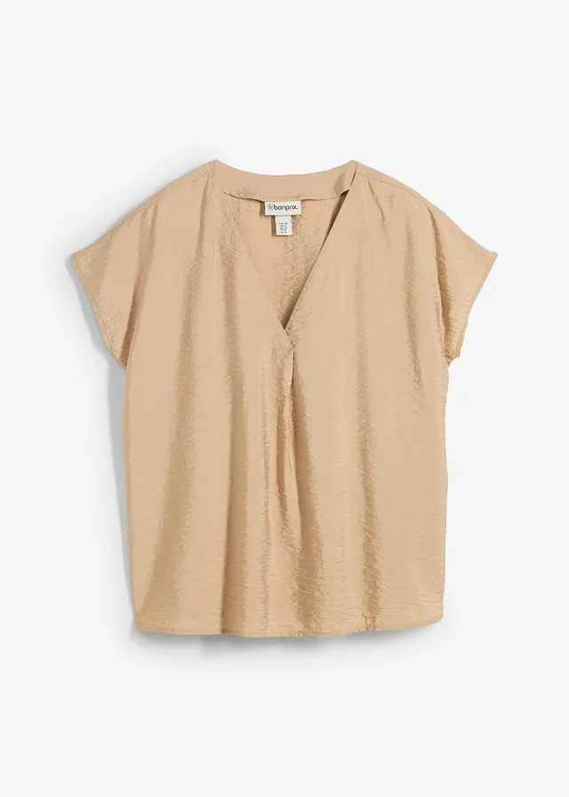 Tuniekblouse in een soepele viscosemix, Kleur: new beige