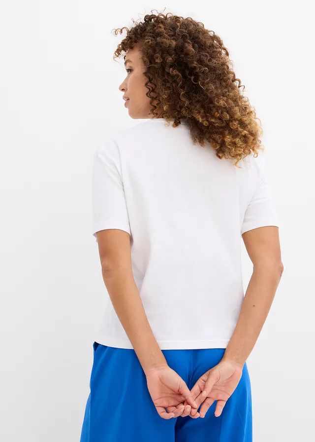 Bawełniany T-shirt z nadrukiem, kolor: biały z graficznym nadrukiem
