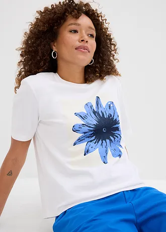 Potištěné triko z čisté bavlny • bílá s grafickým potiskem • bonprix obchod