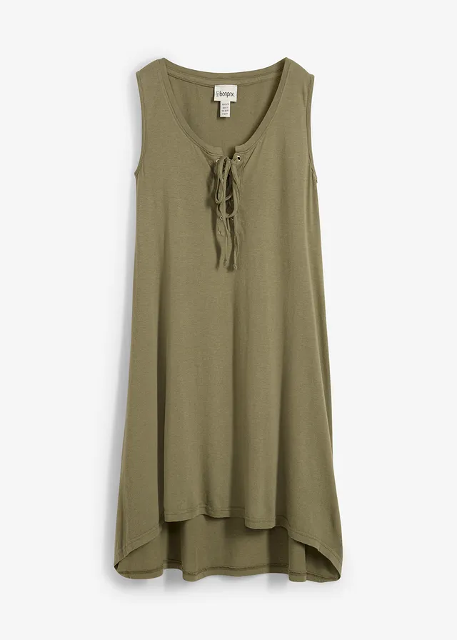 Robe en jersey à laçage, Couleur: olive