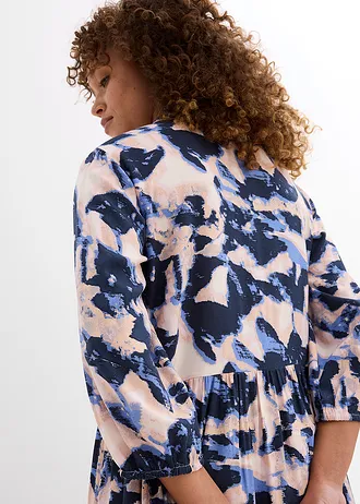 Tunikové šaty ze splývavé viskózy • nebesky modro-broskvově růžovo-tmavě modro-krémově růžovo- pudrově šeříková s potiskem • bonprix obchod
