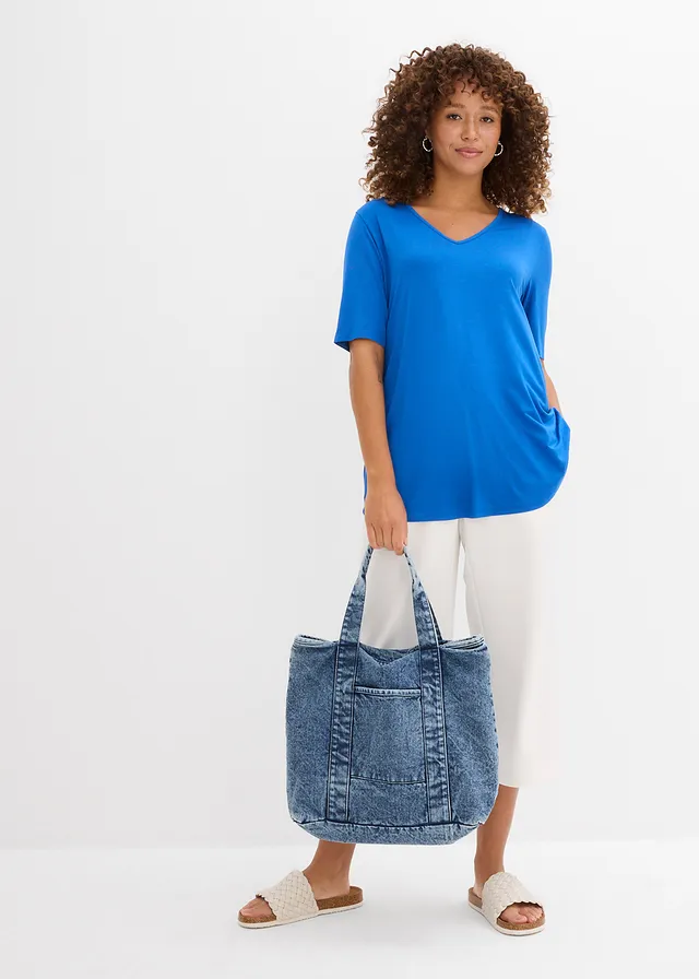 Longshirt van zachte viscose, Kleur: arctisch blauw