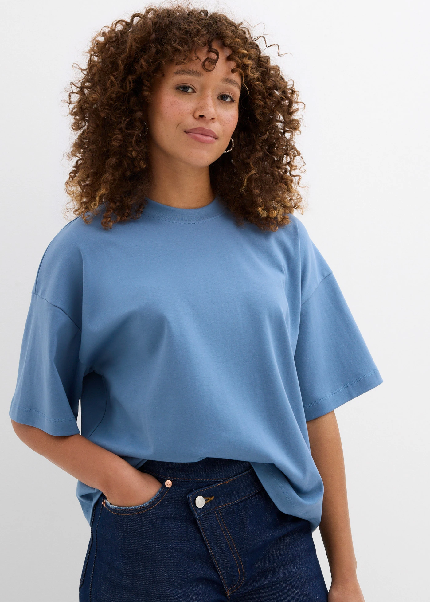 Oversized shirt van zwaar biologisch katoen • golfblauw • bonprix online shop