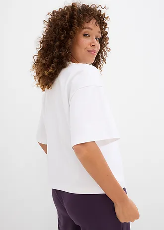 T-shirt court et oversize en coton épais • blanc • Boutique bonprix