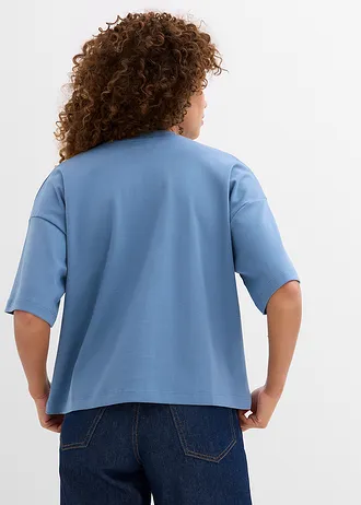 T-shirt court et oversize en coton épais • bleu/gris • Boutique bonprix