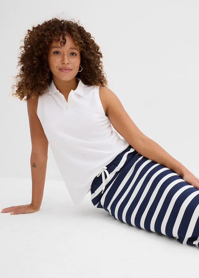 Jupe midi en molleton • bleu foncé-écru rayé • product-page.page-title-suffix