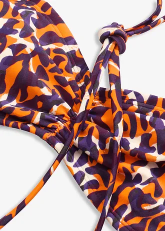 Bandeau bikinová podprsenka s odnímatelnými ramínky • fialovo-světle hnědá s leopardím potiskem • bonprix obchod