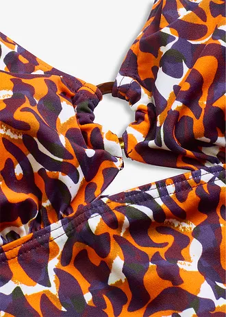 Tankiny s ramínkem kolem krku a ozdobným kroužkem (2dílná souprava) • fialovo-světle hnědá s leopardím potiskem • bonprix obchod