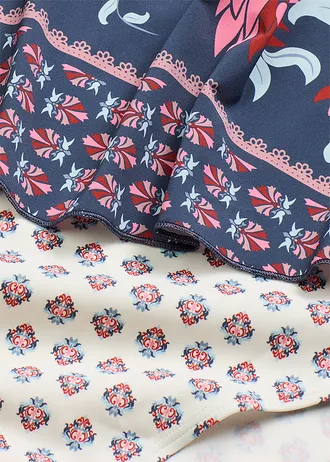 Jednodílné plavky se vzhledem tankin • modro-růžová s potiskem • bonprix obchod