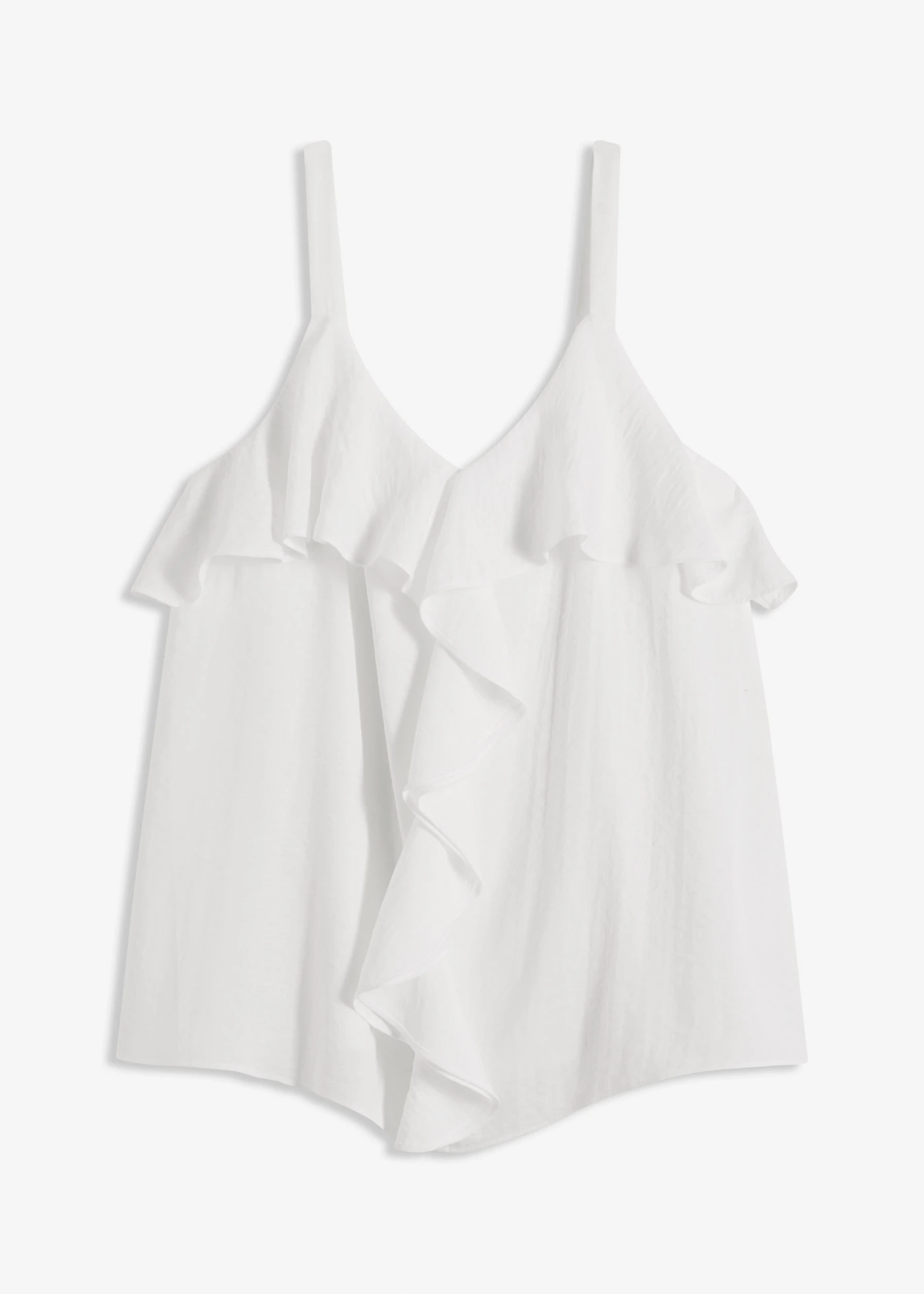 Top s úzkými ramínky, z lesklého saténu • přírodní bílá • bonprix obchod