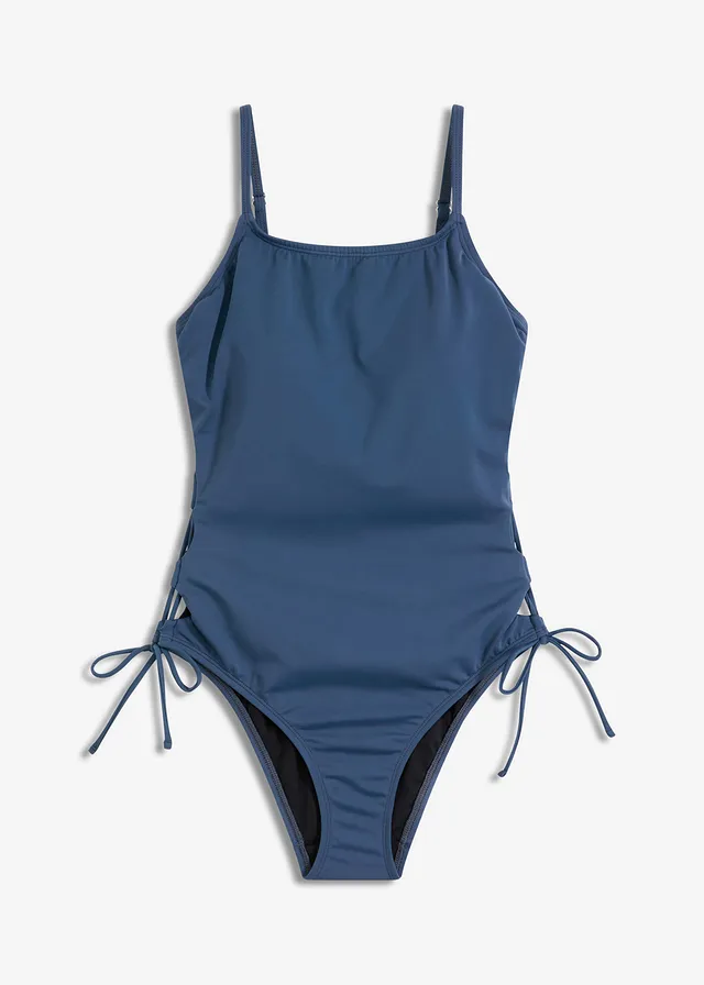 Maillot 1 pièce à laçage, Couleur: bleu