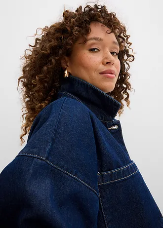 Džínová oversized košilová bunda z organické bavlny • sytě modrý denim unwashed • bonprix obchod