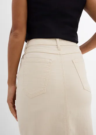Džínová sukně s rozparkem • béžová • bonprix obchod