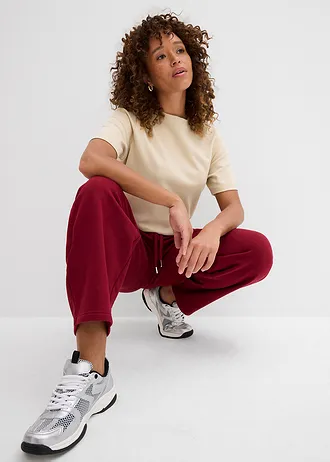 Sweatpants van biologisch katoen • pruimrood • bonprix online shop