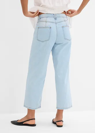 Baggy jeans mid waist super soft, cropped • ijsblauw denim used • bonprix online shop