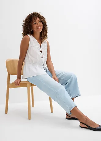 Baggy jeans mid waist super soft, cropped • ijsblauw denim used • bonprix online shop