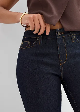 Blugi Bootcut Mid Waist, stretch, comozi • albastru profund denim neprespălat • magazin bonprix