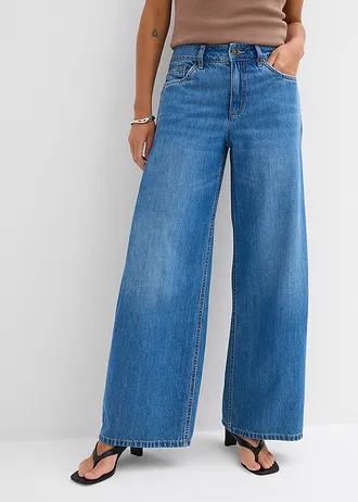 Džíny Wide Leg, Mid Waist, barva: světle modrý denim used