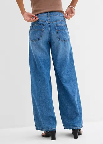 Džíny Wide Leg, Mid Waist, barva: světle modrý denim used
