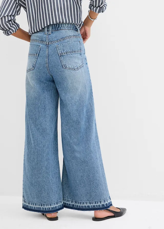 Jean large taille haute, raccourci • bleu clair denim used • product-page.page-title-suffix