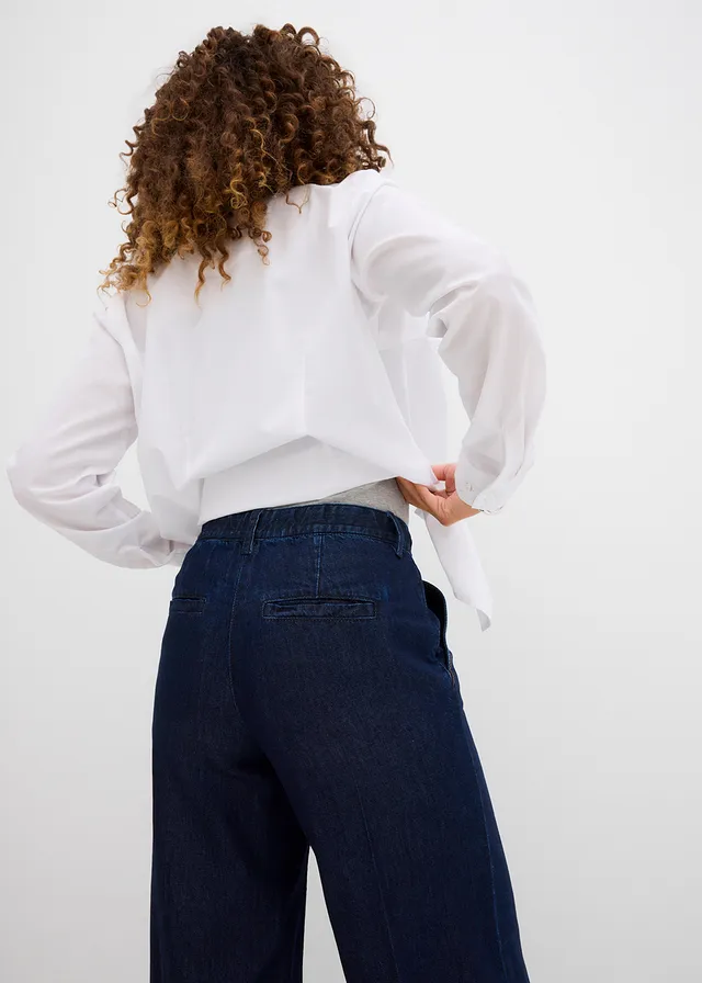 Jean large taille haute, super doux • bleu profond denim brut • product-page.page-title-suffix