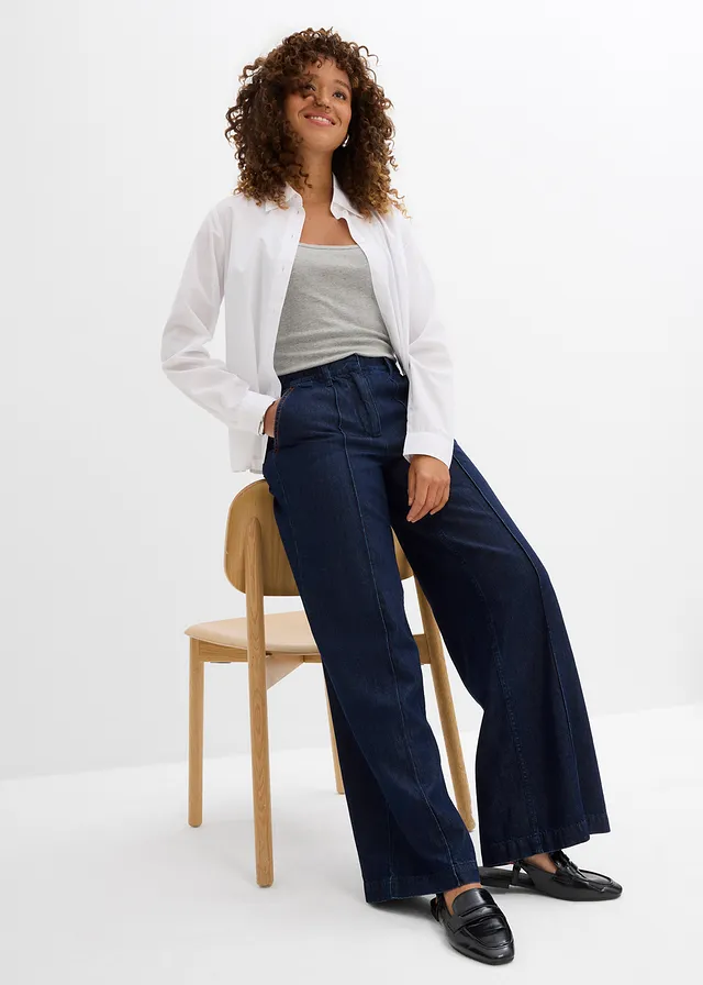Jean large taille haute, super doux • bleu profond denim brut • product-page.page-title-suffix