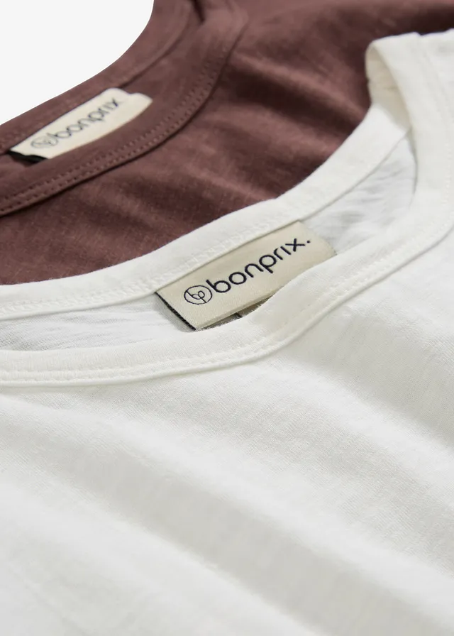 T-shirt van puur katoen (set van 2) • wolwit-terrabruin • product-page.page-title-suffix