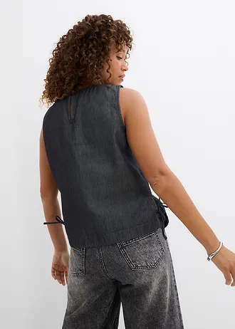 Džínový halenkový top z organické bavlny • černý denim • bonprix obchod