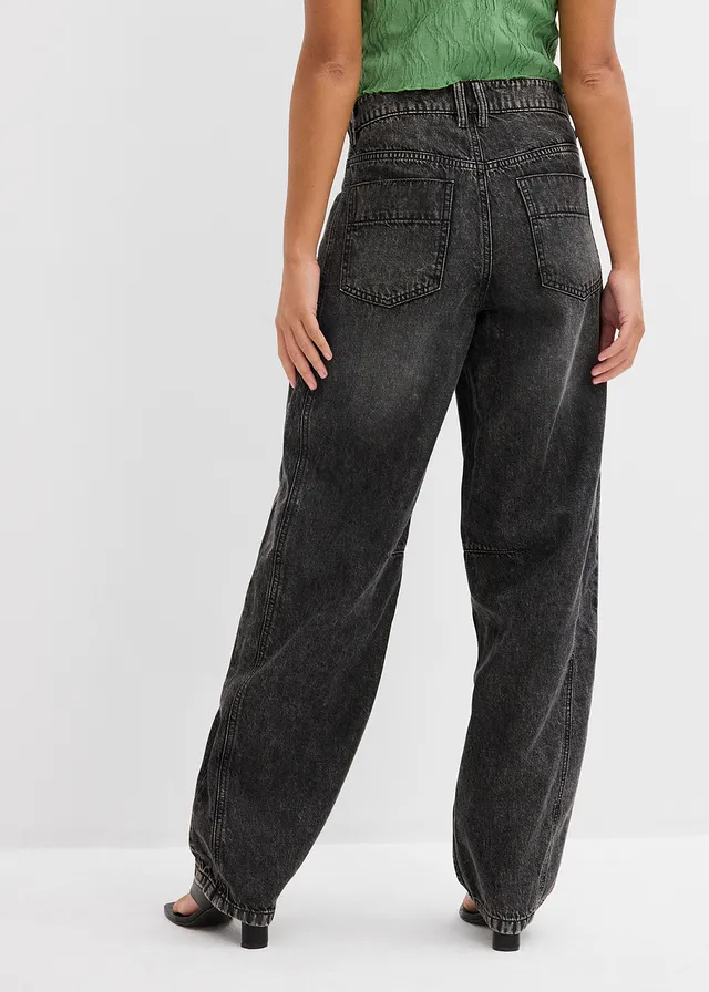 Jean balloon taille mi-haute, super doux • gris denim used • product-page.page-title-suffix