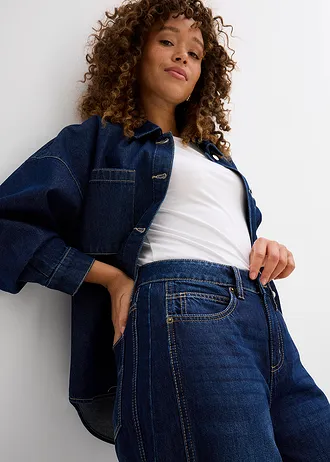 Balonové džíny, Mid Waist, Super Soft • tmavě modrý denim used • bonprix obchod