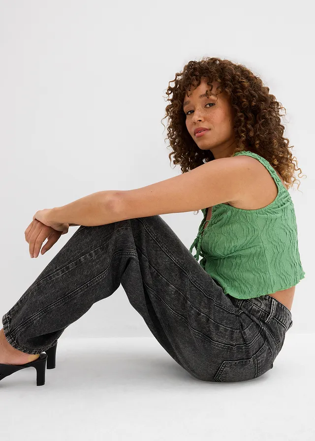 Jean balloon taille mi-haute, super doux • gris denim used • product-page.page-title-suffix