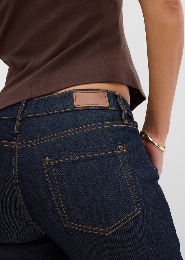 Bootcut comfort stretch jeans, mid waist • donkerblauw denim • product-page.page-title-suffix