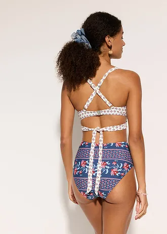 Bikiny s podprsenkovým topem (2dílná souprava), se zavinovacím vzhledem • modro-růžová s potiskem • bonprix obchod