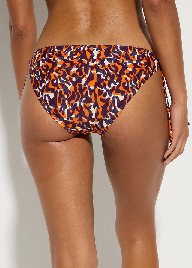 Bas de bikini avec détail à nouer, Couleur: violet/marron clair imprimé léopard