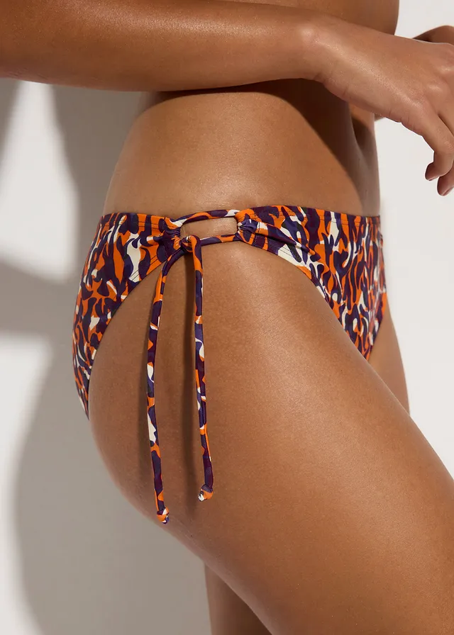 Bas de bikini avec détail à nouer • violet/marron clair imprimé léopard • product-page.page-title-suffix