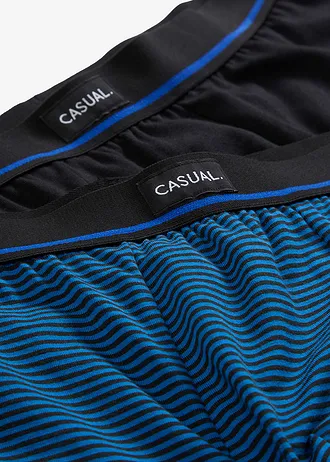 Boxerky s bavlnou (3 ks v balení) • polární modro-černá s proužky + černá s proužky + černá • bonprix obchod