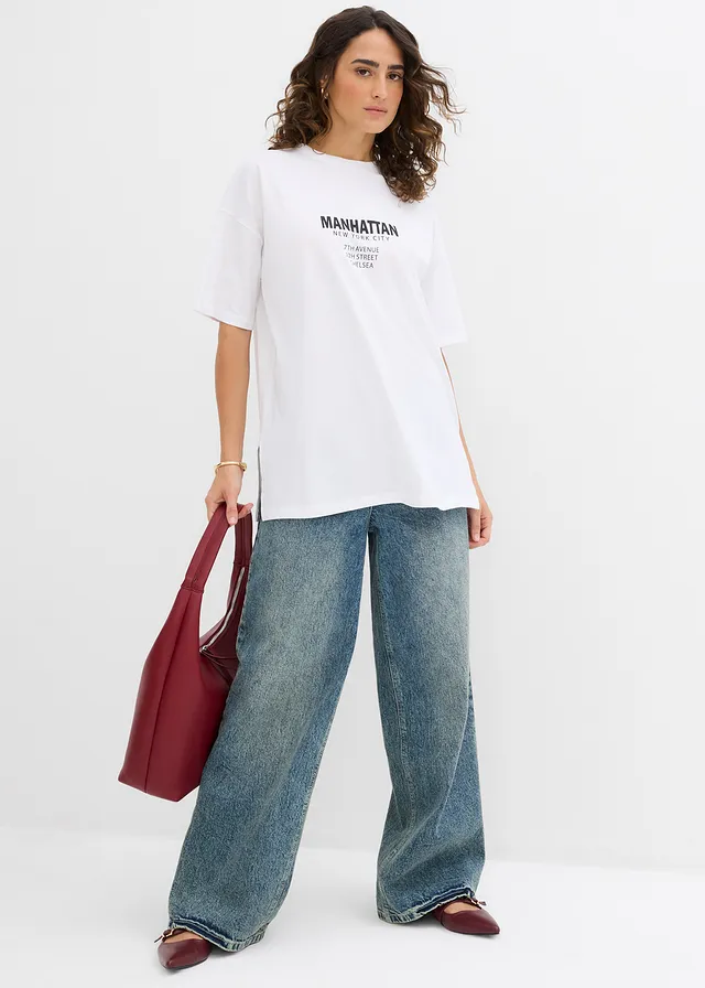 Oversized shirt van puur biologisch katoen • wit met print • product-page.page-title-suffix