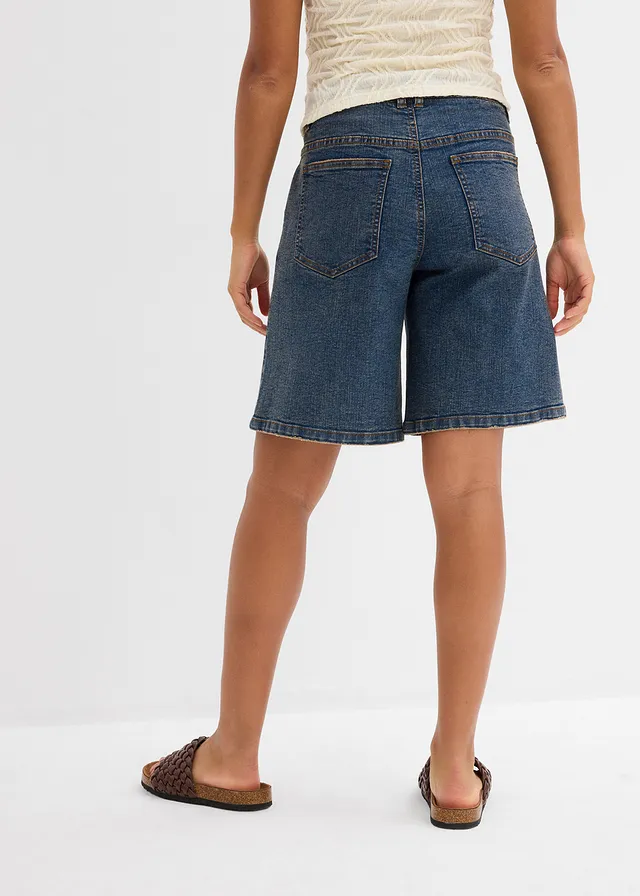 Džínové bermudy, Mid Waist, barva: modrý denim used