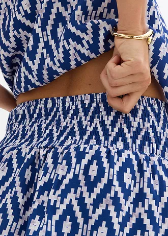 Minisukně ze splývavé viskózy • ledovcově modro-bílá s grafickým potiskem • bonprix obchod