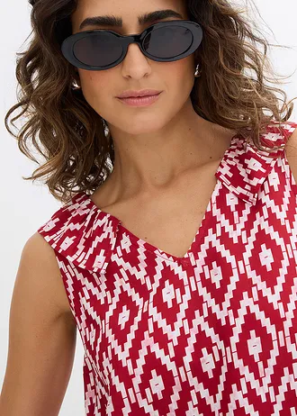 Top-bluză din viscoză fluidă • roșu/roz fumuriu/roșu/alb cu imprimeu grafic • magazin bonprix