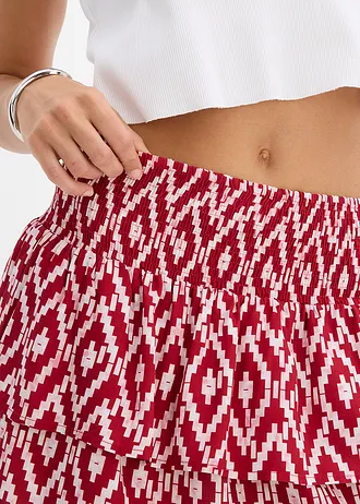 Mini sukňa z padavej viskózy • červená-biela grafická potlačená • obchod bonprix